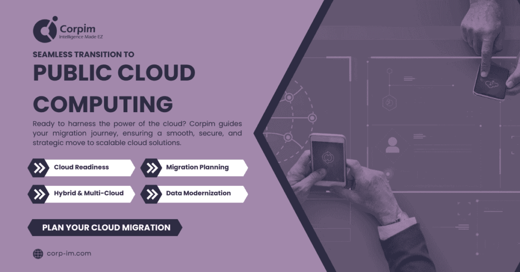 Prepare to tap into the potential of the cloud! Corpim will lead you through your migration process, guaranteeing a seamless, secure, and strategic transition to scalable cloud solutions.